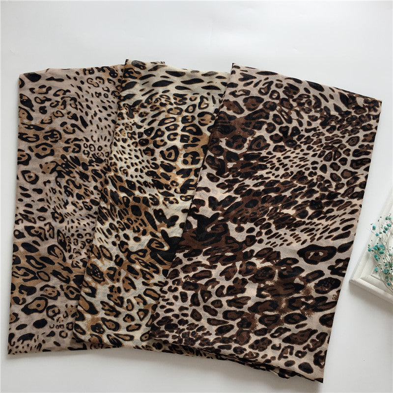 Summer Scarves for Women Lightweight Leopard Print Hawaiian Wrap Beach Shawl Voile Head Scarf Leopard Print scarf