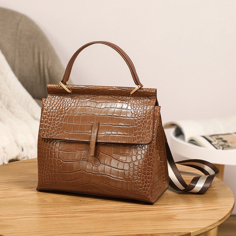 Genuine leather large capacity portable shoulder bag fashion crocodile  7387 tote crossbody