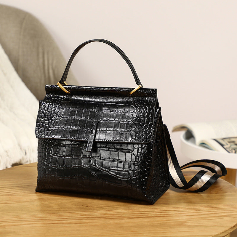 Genuine leather large capacity portable shoulder bag fashion crocodile  7387 tote crossbody