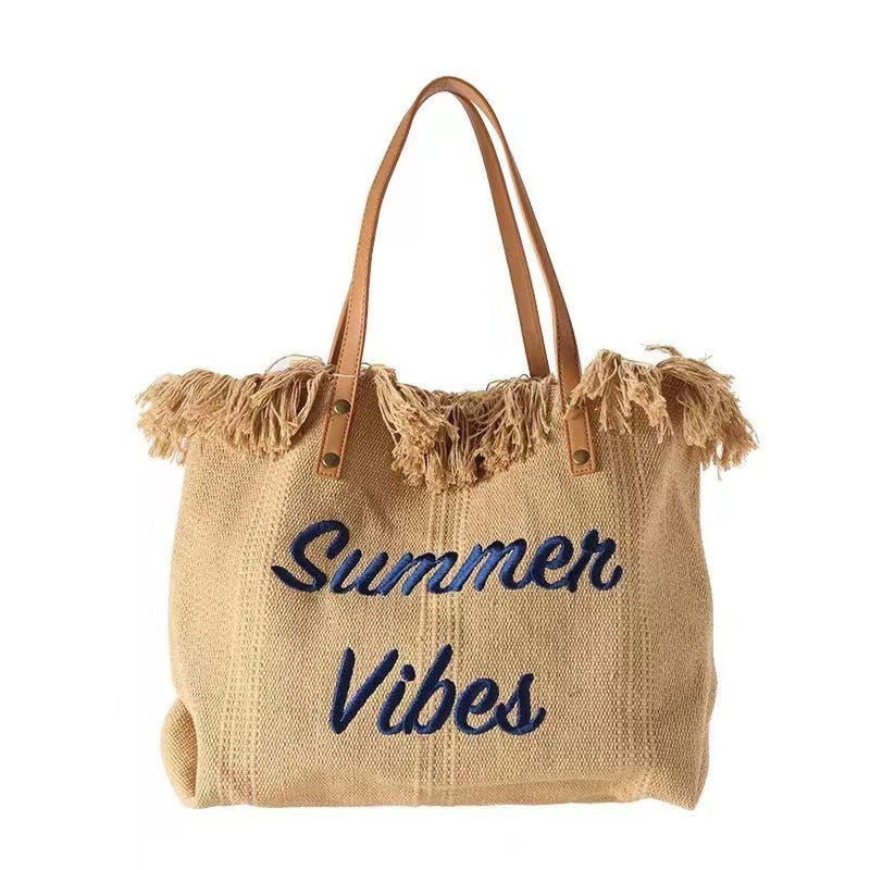 Bohemian canvas woven tote bag simple ethnic purse