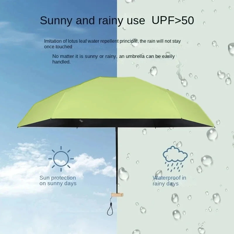 UPF50+ Umbrella Mini Pocket Sun Shade Umbrella Portable Vinyl Folding Rain Travel Umbrella UV Protection Parasol Capsule