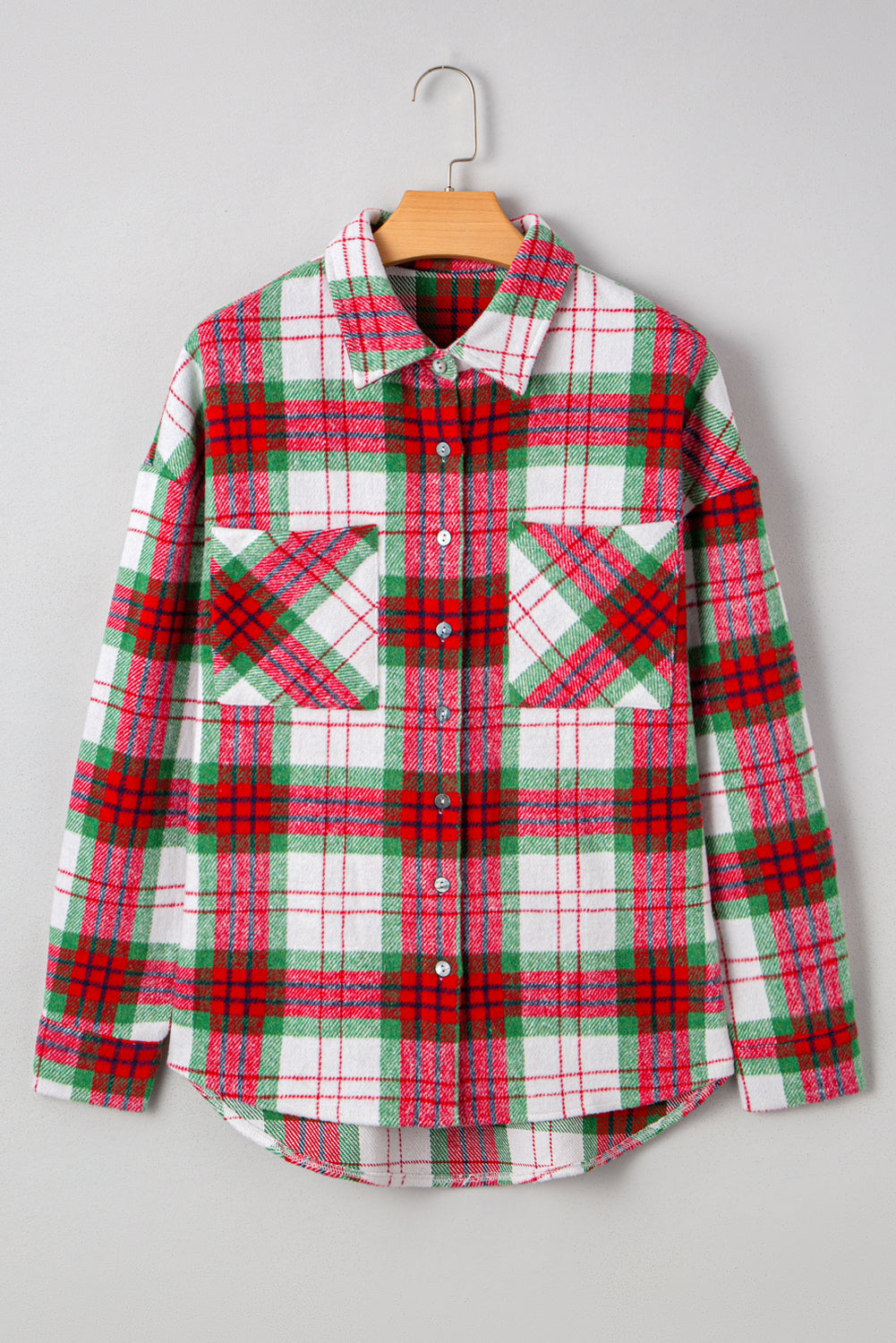 Plaid Flannel Buttoned Christmas Shacket