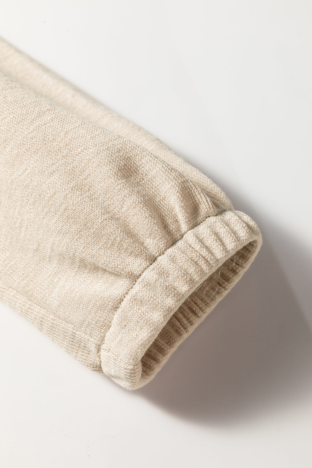 Solid Ribbed Knit Pleated Long Sleeve Top