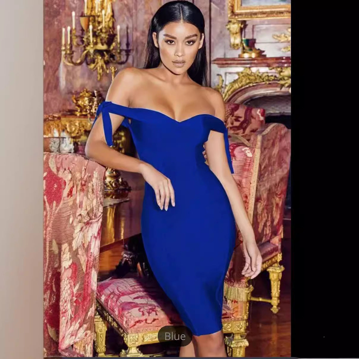 Double Shoulder Strap Bow Slim-fit Hip dress