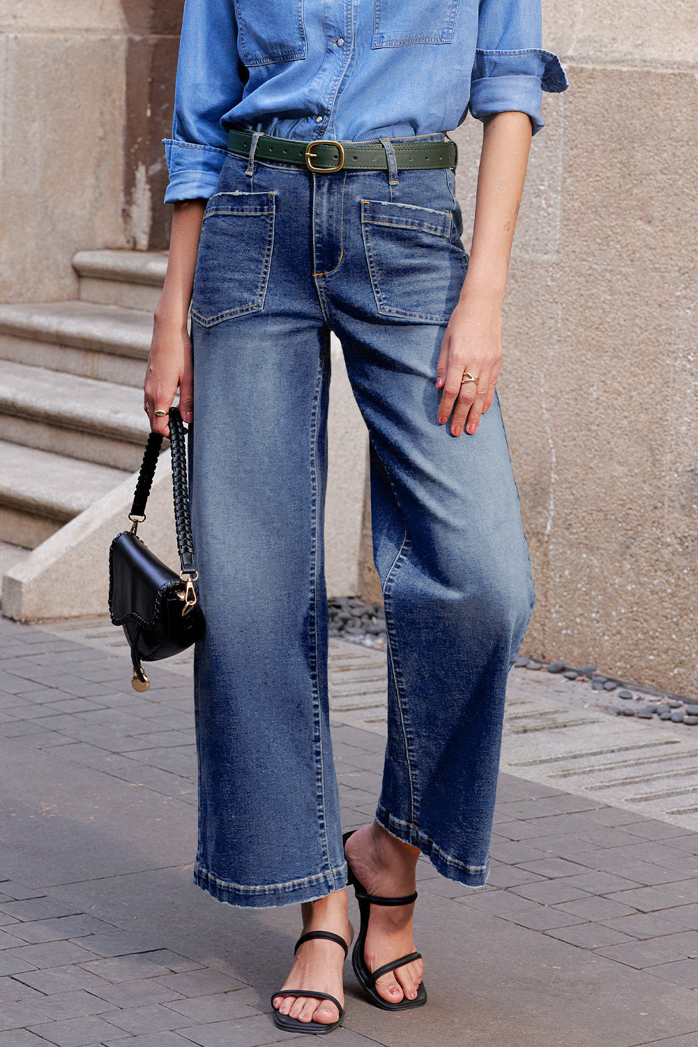 Denim Patch Pocket Shift Jeans