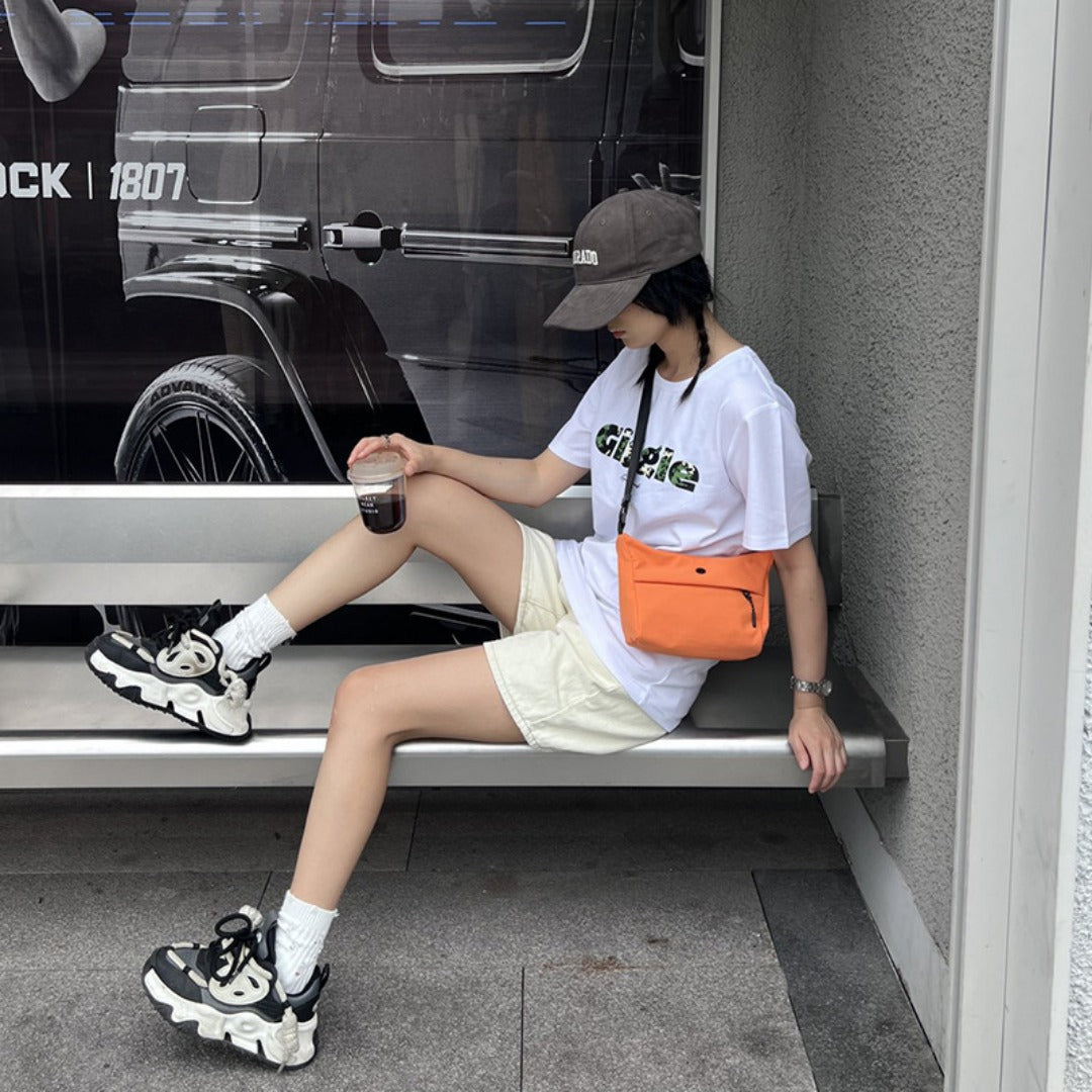 Small Casual Bag Women, Casual Simple Crossbody Bag, Nylon Wide Shoulder Strap Daily Commuter Shoulder Bag