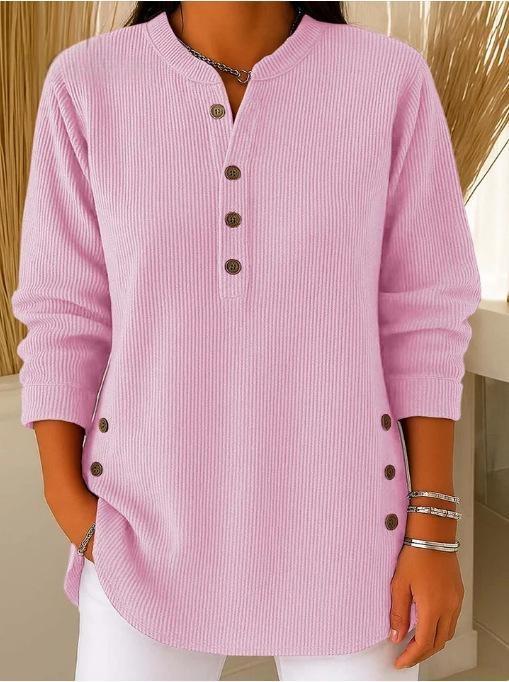 Corduroy Long Sleeve V-Neck Shirt