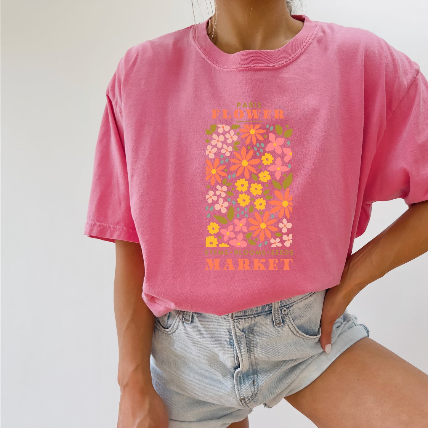 Flower Market Nature botanical Garment Dyed T Shirt