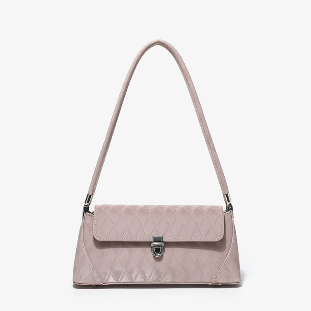 Small shoulder purse, pink baguette armpit bag, versatile diamond tote bag, simple shoulder bag