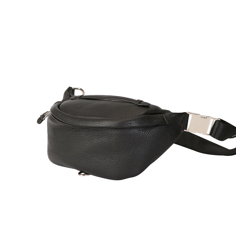 Genuine leather waist bag for women elegant crossbody chest purse unisex for travel running fanny pack