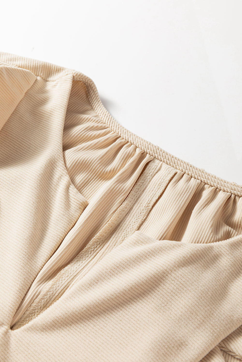 Plus Size Corduroy Scallop Notched Neck Mini Dress