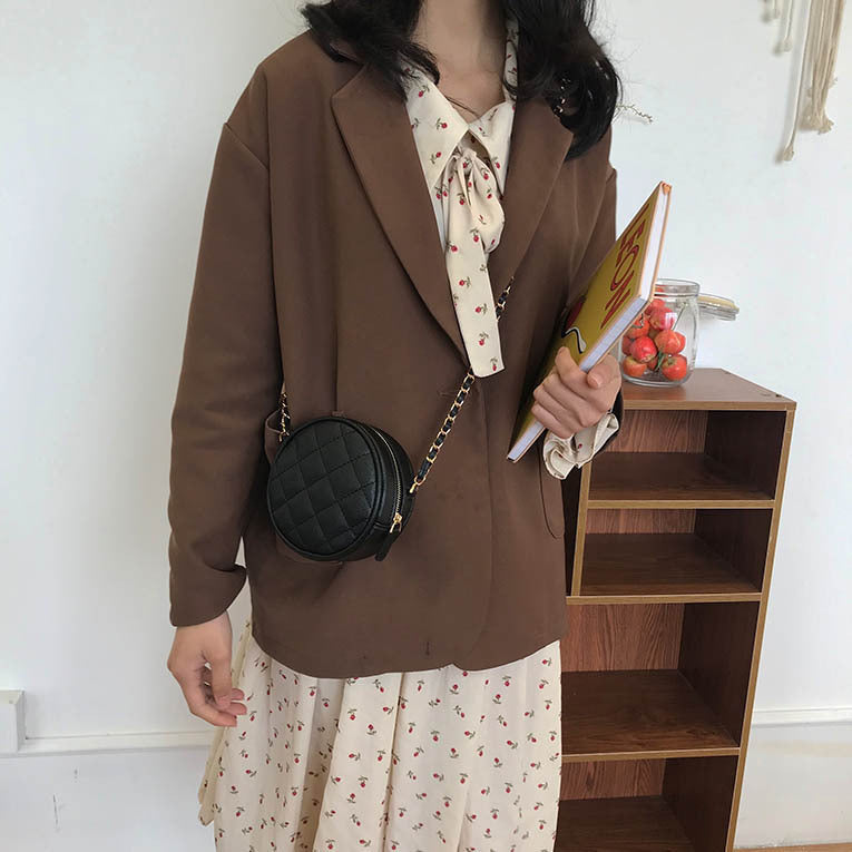 Cute mini chain diamond zipper crossbodybag, mini versatile chain women's bag, mini small round bag spring and summer