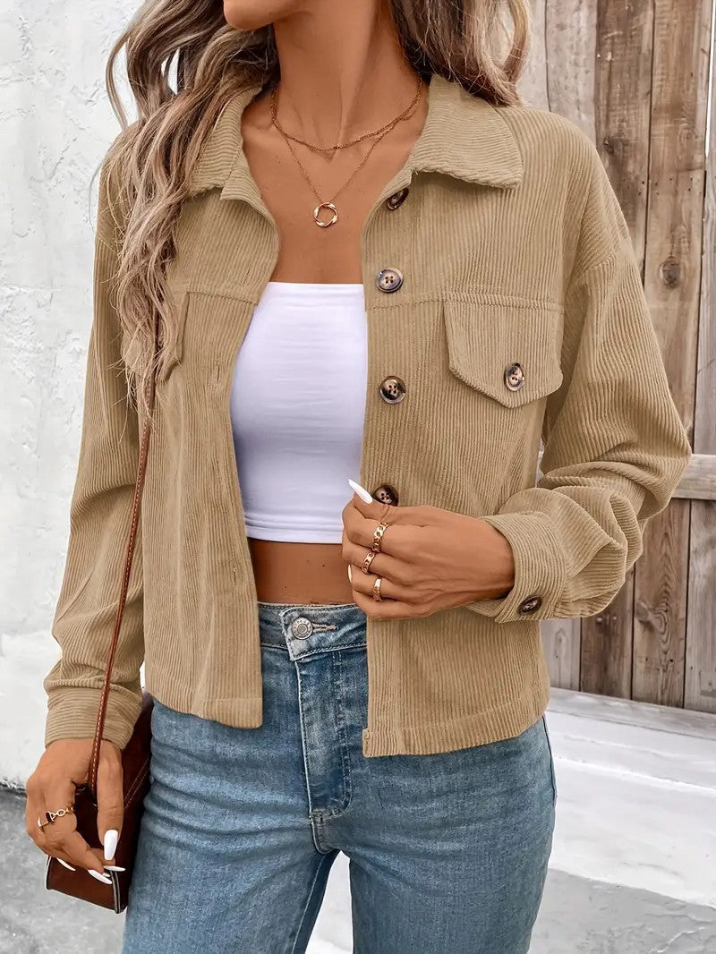 Long Sleeve Button Front Casual Shirt Jacket