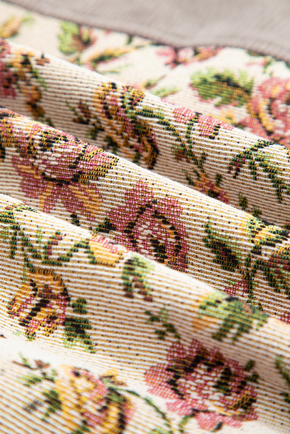 Plus Size Floral Patchwork Corduroy Pocketed Jacket