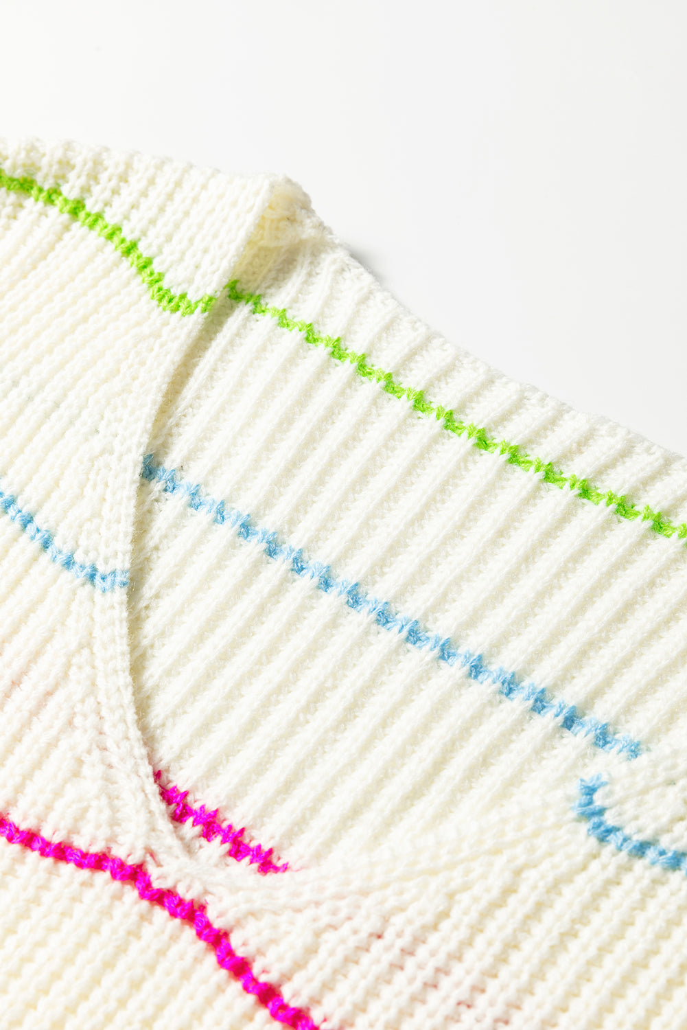 Stripe V-Neck Drop Shoulder Sweater