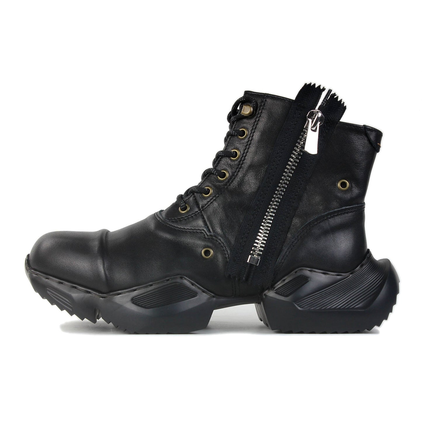 Men's Leather athletic walking Moto Boots OS-5008-S-8-Classice-Black