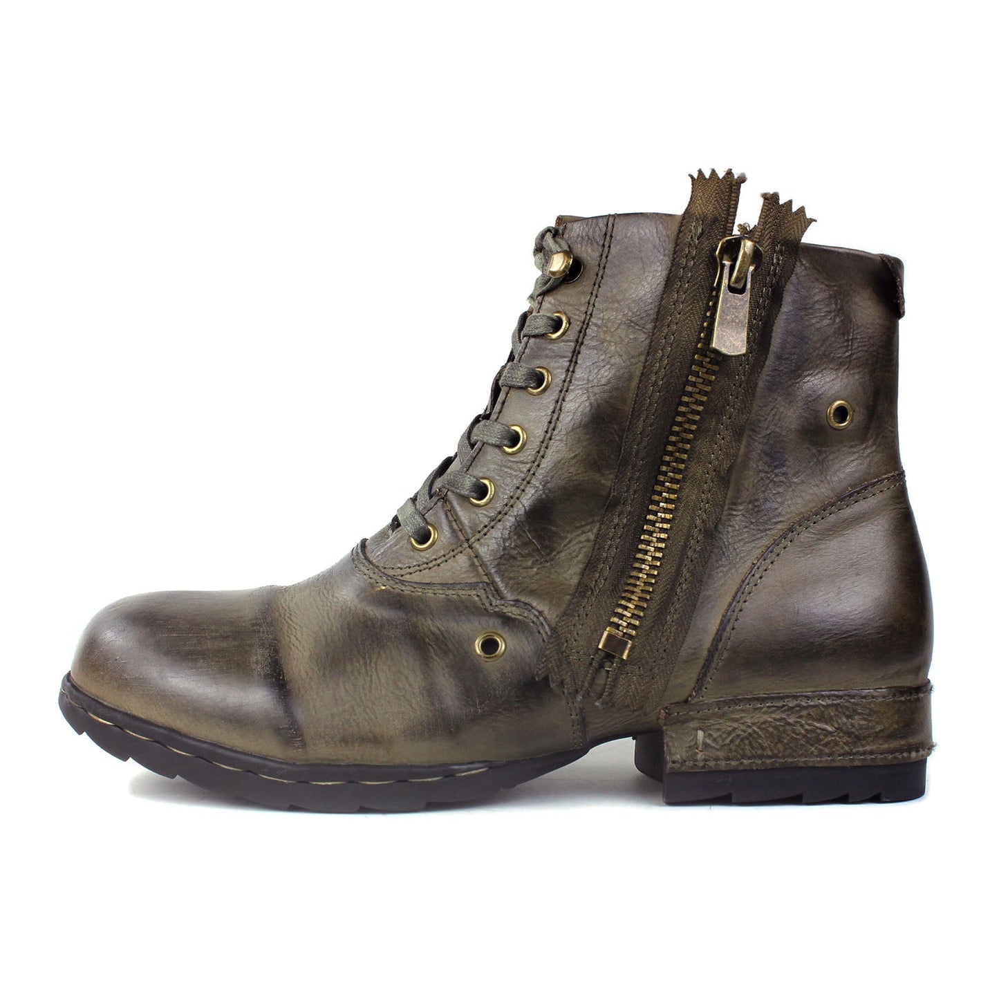 Men's Leather Ankle Moto Boots OS-5008-8-Retro-G