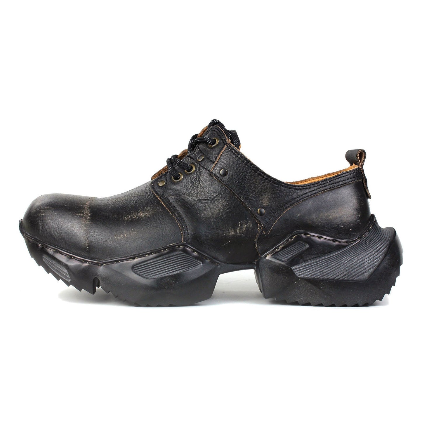 Men's Leather athletic walking Moto Boots OS-5008-S-2 Vintage Brown