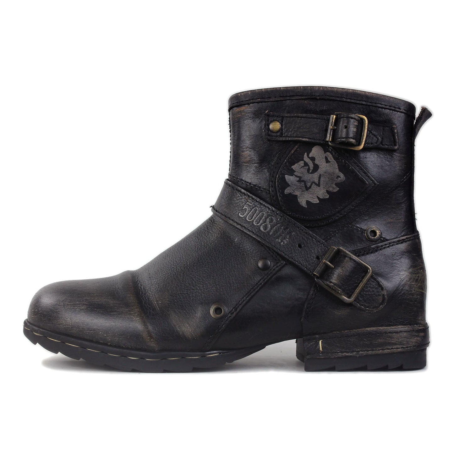 Men's Leather Ankle Moto Boots OS-5008-1-BS