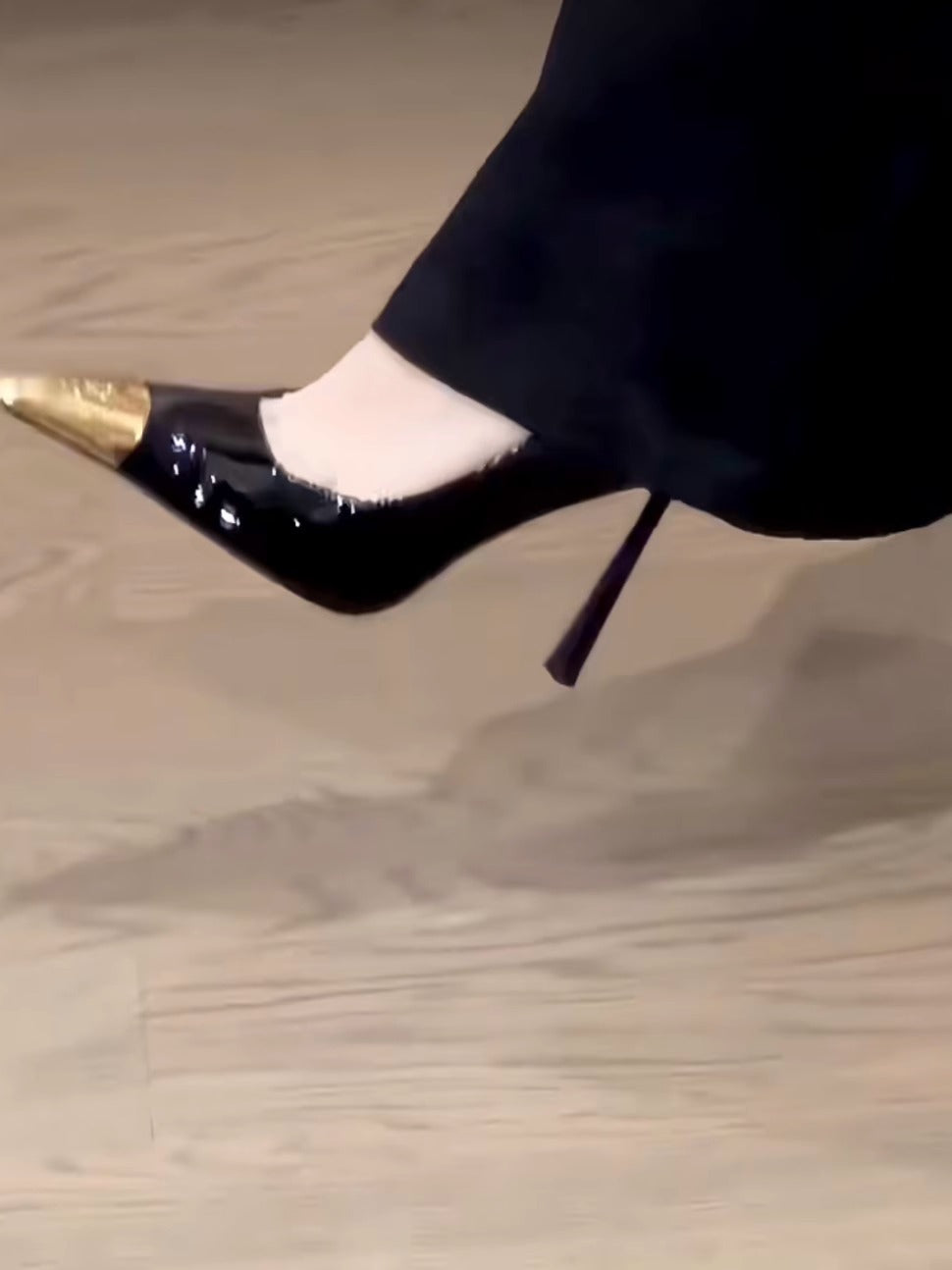 Black Patent Leather Metal-Toe High Heels