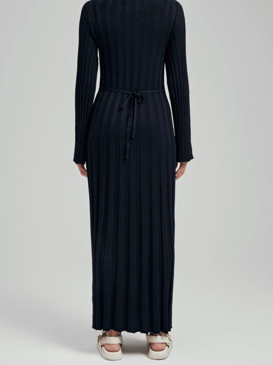 New Knitted Dress with Waist Design and Round Neck - # WOAA211410002-PRG