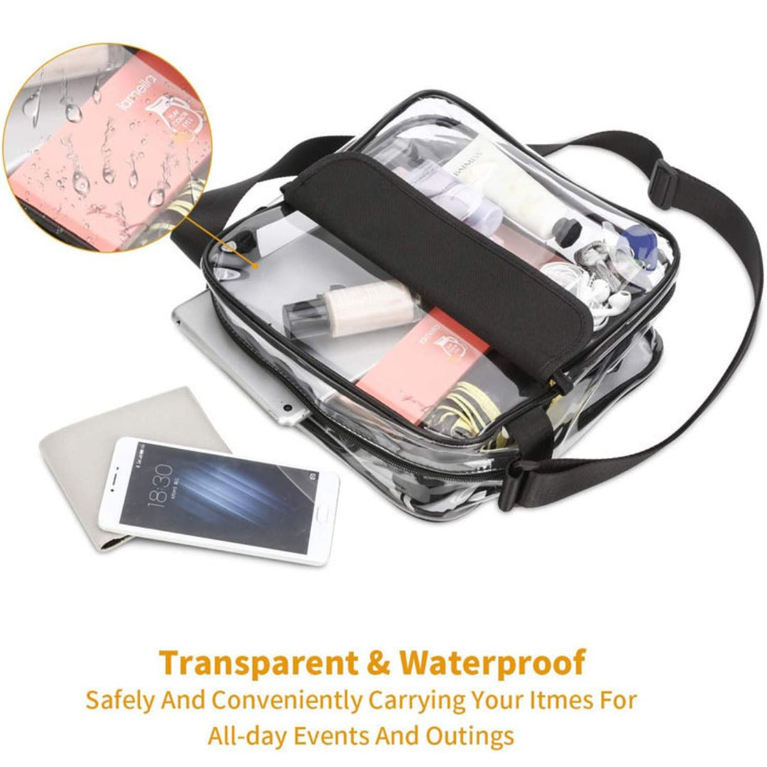 Transparent PVC Shoulder Crossbody Bag - Durable Storage Bag for Travel, Beach, Stadium Events & More