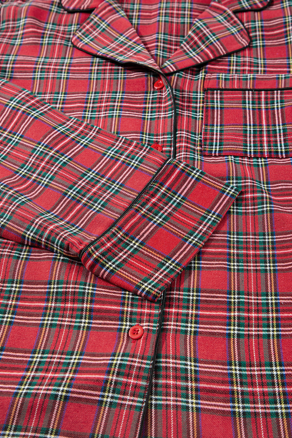 Plus Size Christmas Plaid Shirt and Pants Lounge Set