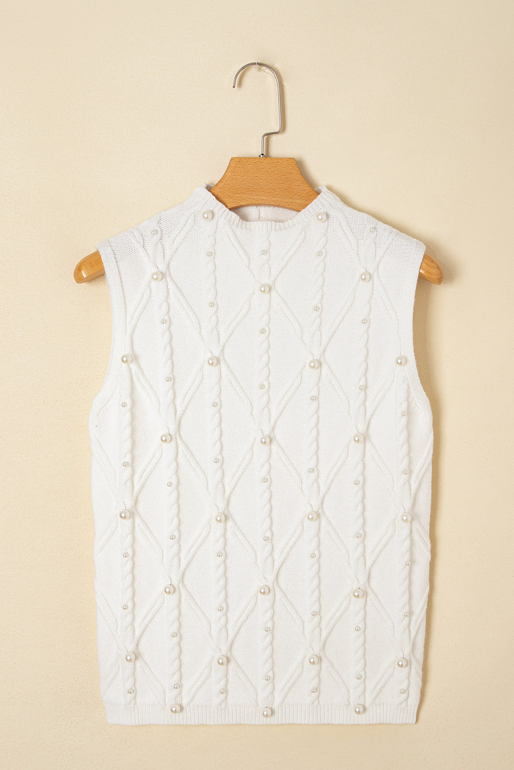 Pearl Textured Knit High Neck Sweater Top