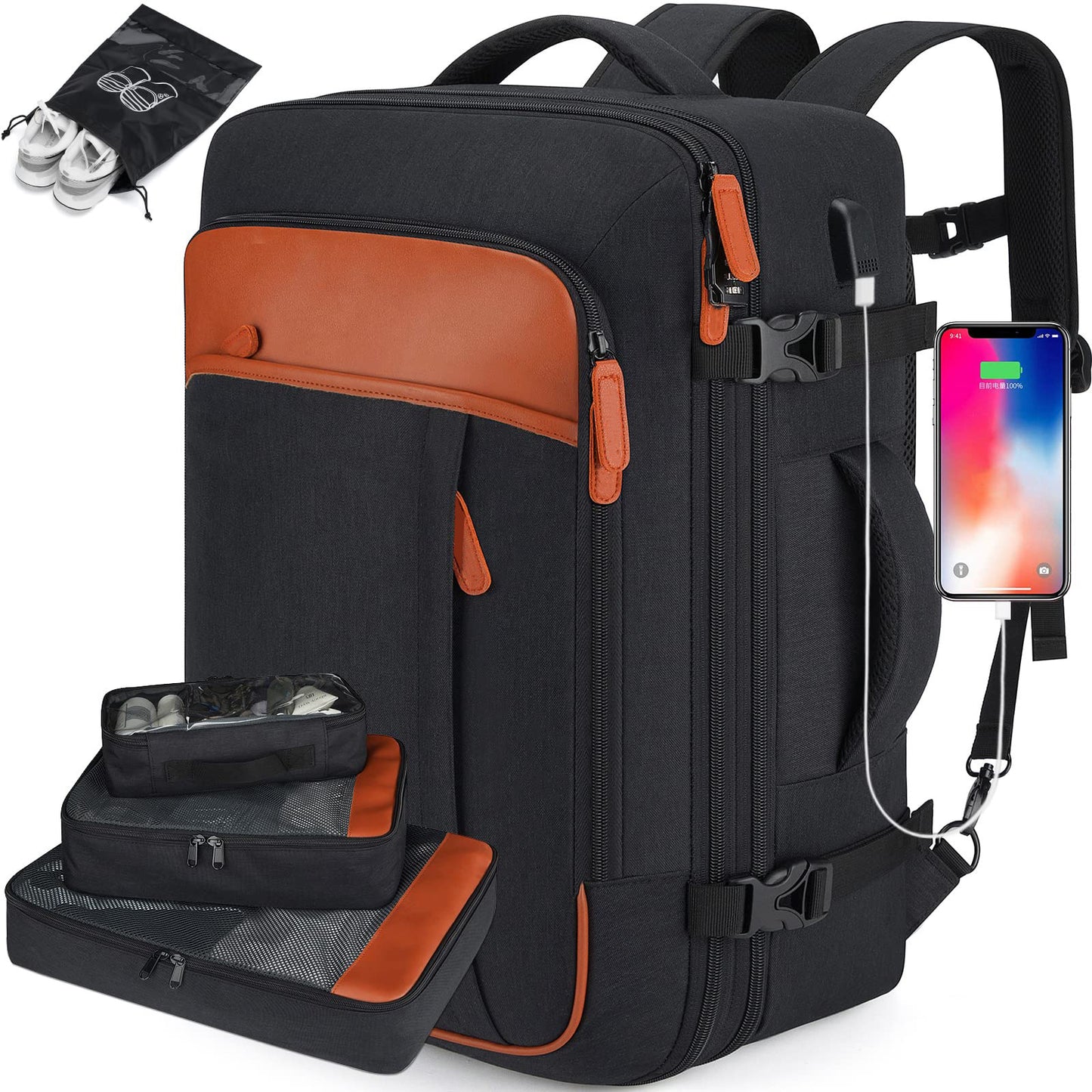 Men's Large Capacity Business Backpack with USB Charging Port