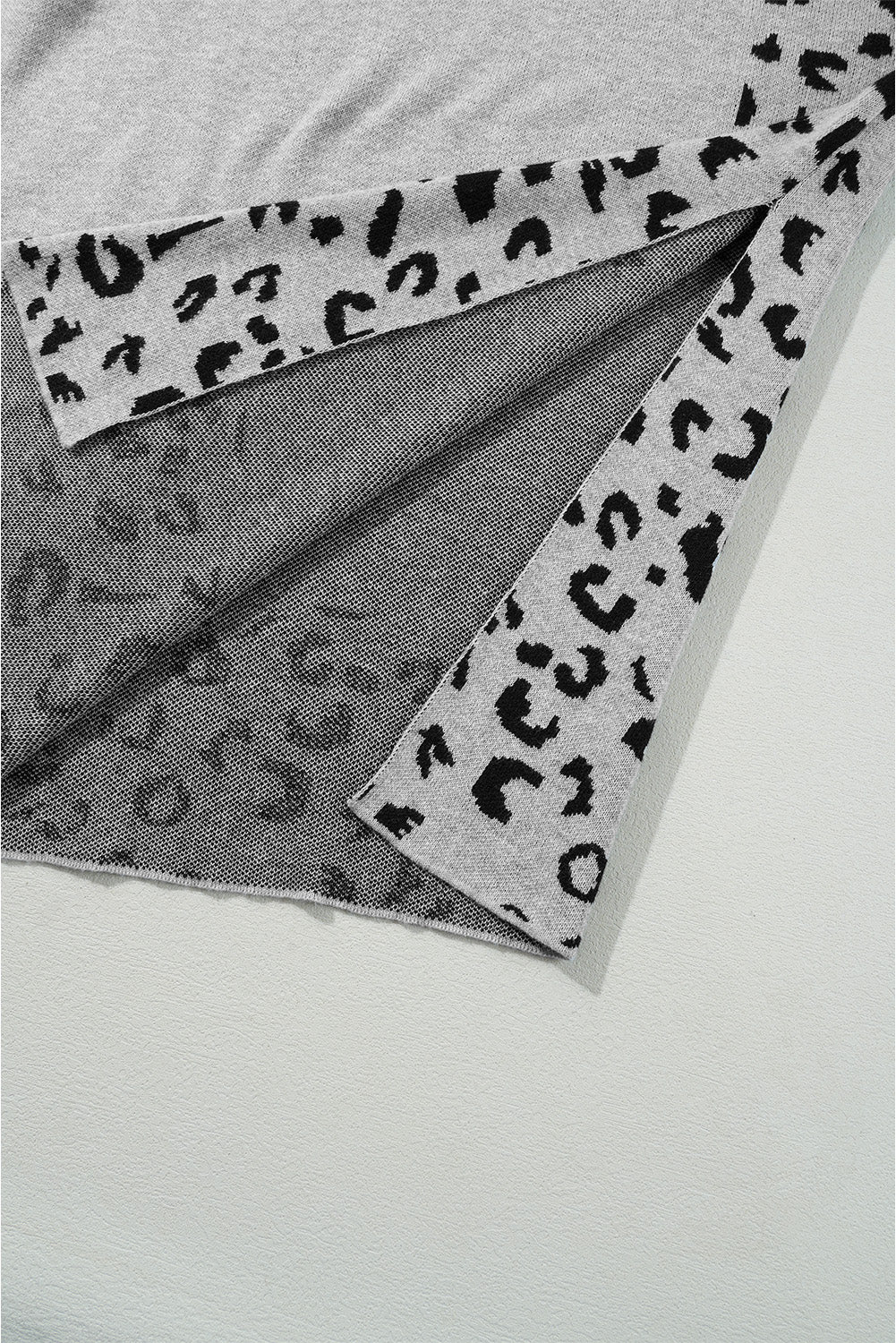 Leopard Mock Neck Side Slit Sweater