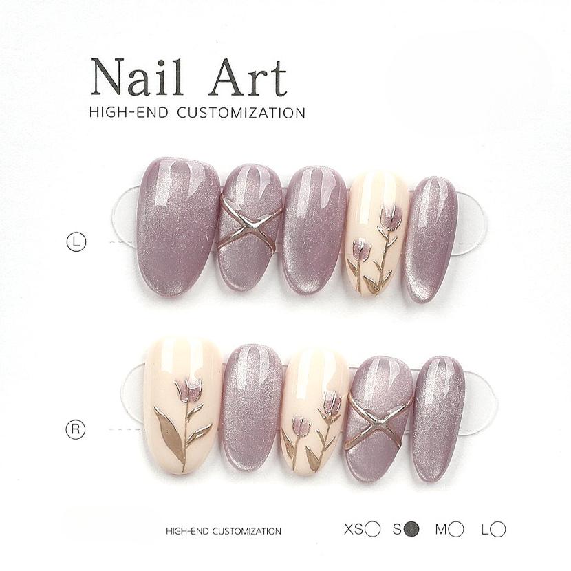 1046- Handmade press on nails fake nails removable Handmade Drawing Nails