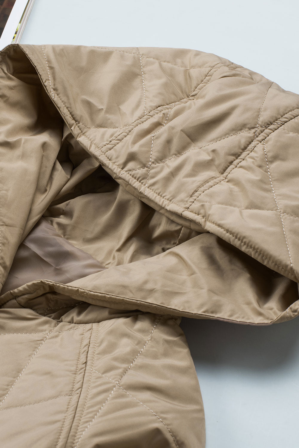 Solid Quilted Snap Button Hooded Puffer Coat