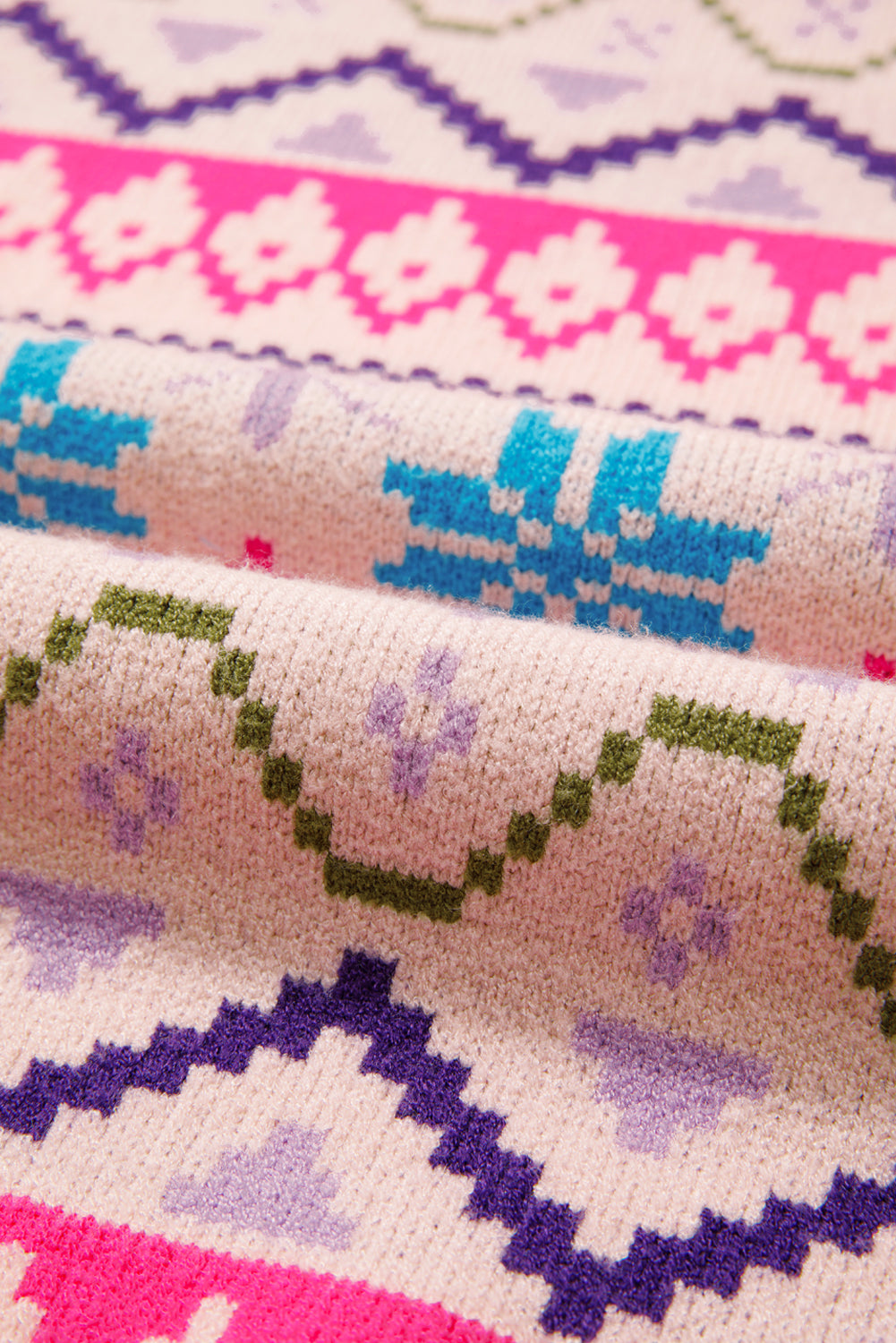 Geometric Feather Cuff Christmas Sweater