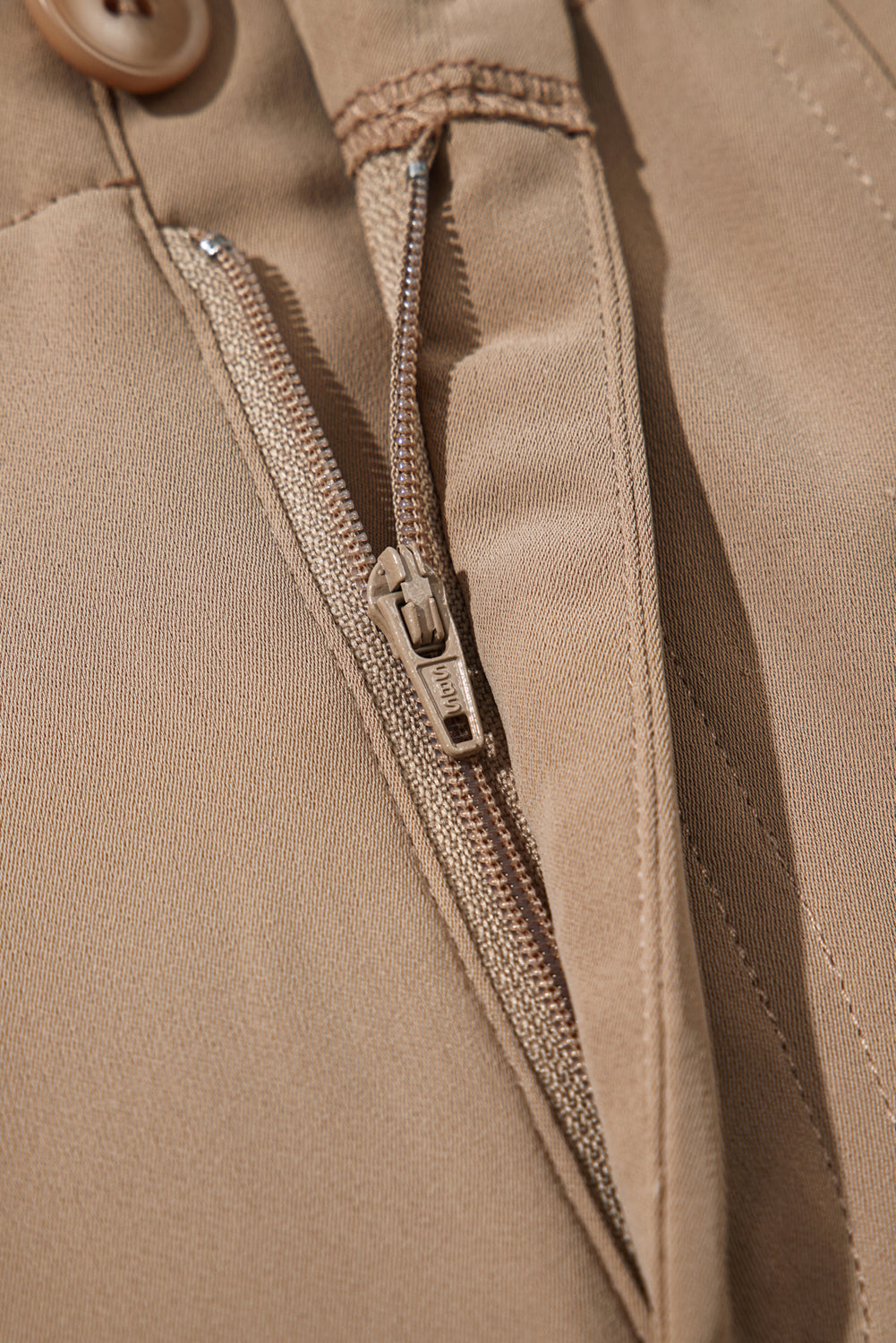 Solid Elastic High-Waist Pants