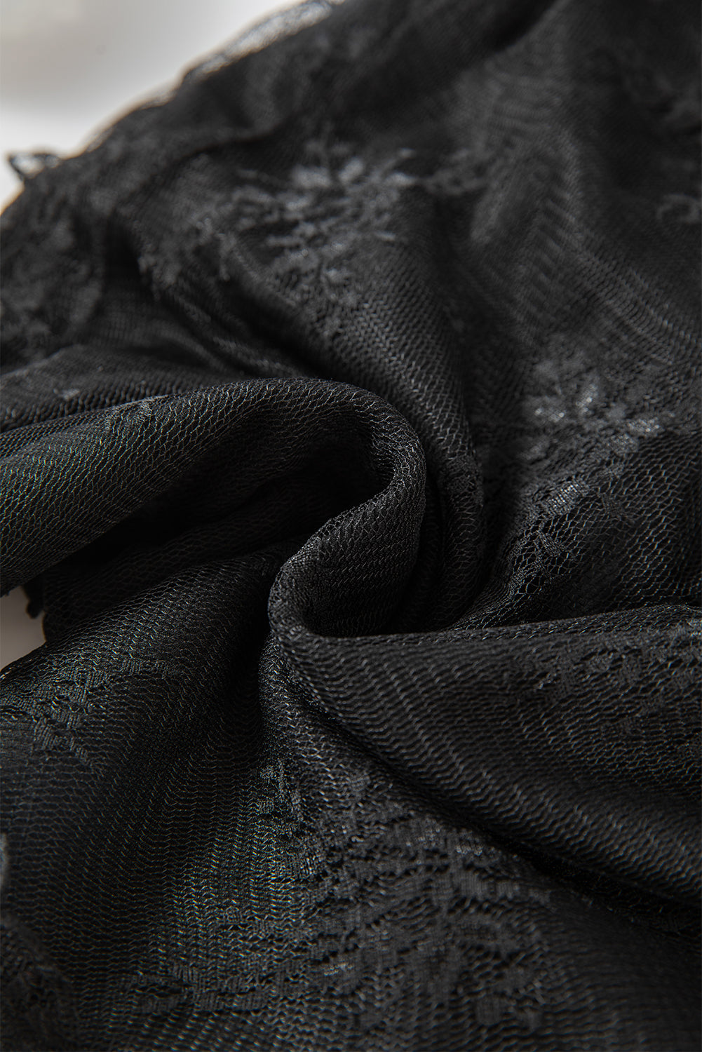 Lace Mesh Crochet Long Sleeve Blouse