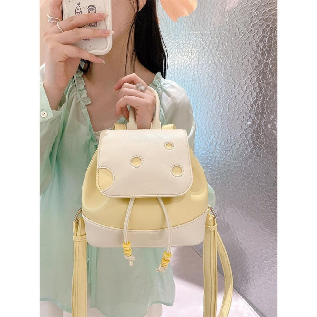 Adorable Cheese Backpack – Cute Small Schoolbag for Stylish Summer Commuting