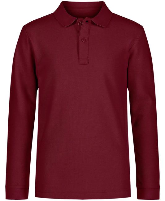 Nautica Boys' School Uniform Long Sleeve Polo Shirt, Button Closure, Comfortable, Breathable Fabric 6 Burgundy - # BOAA1150001
