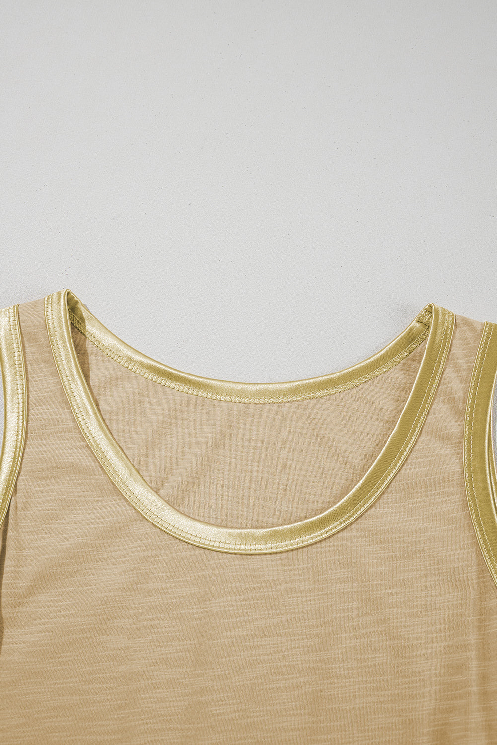 Metallic Contrast Trim Scoop Neck Tank Top