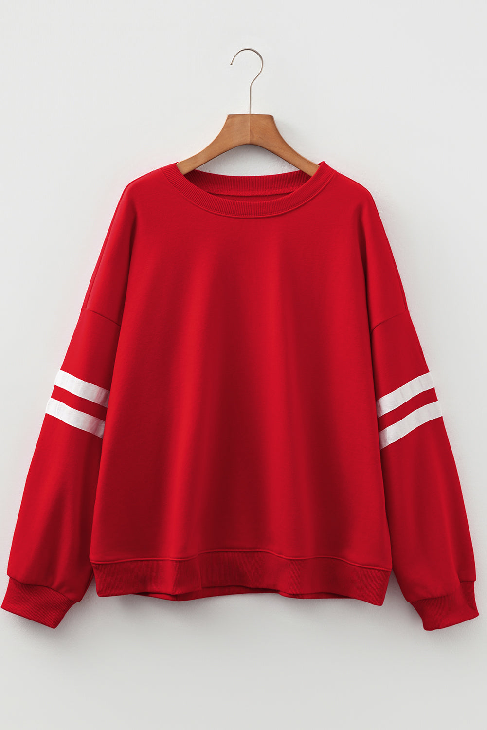 Plus Size Varsity Stripe Crew Neck Sweatshirt