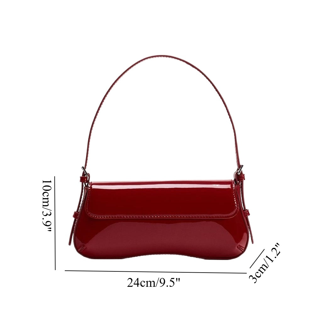 Elegant Red Baguette Armpit Bag - Must-Have Autumn Fashion Simple Commuter & Retro Shoulder Bag hobo