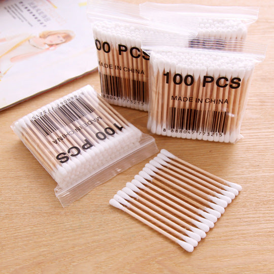 Disposable bamboo and wood swab