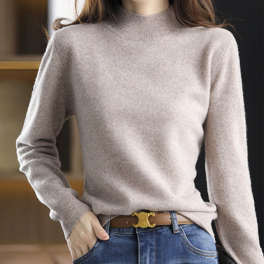 Half-neck knitted sweater, loose-fitting top