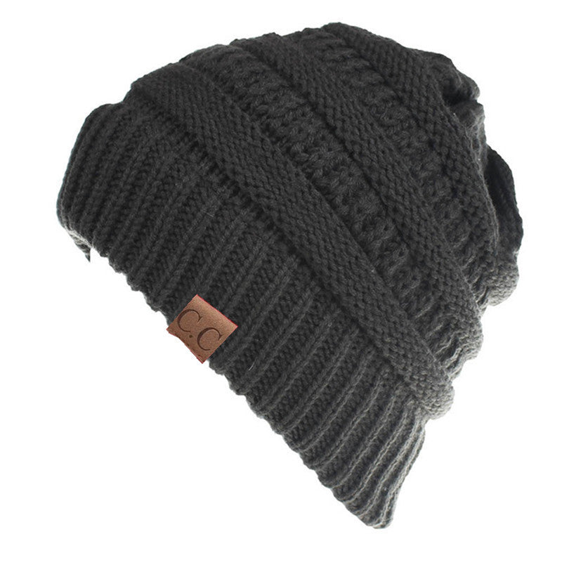 Ponytail Patch Knitted Winter Hat