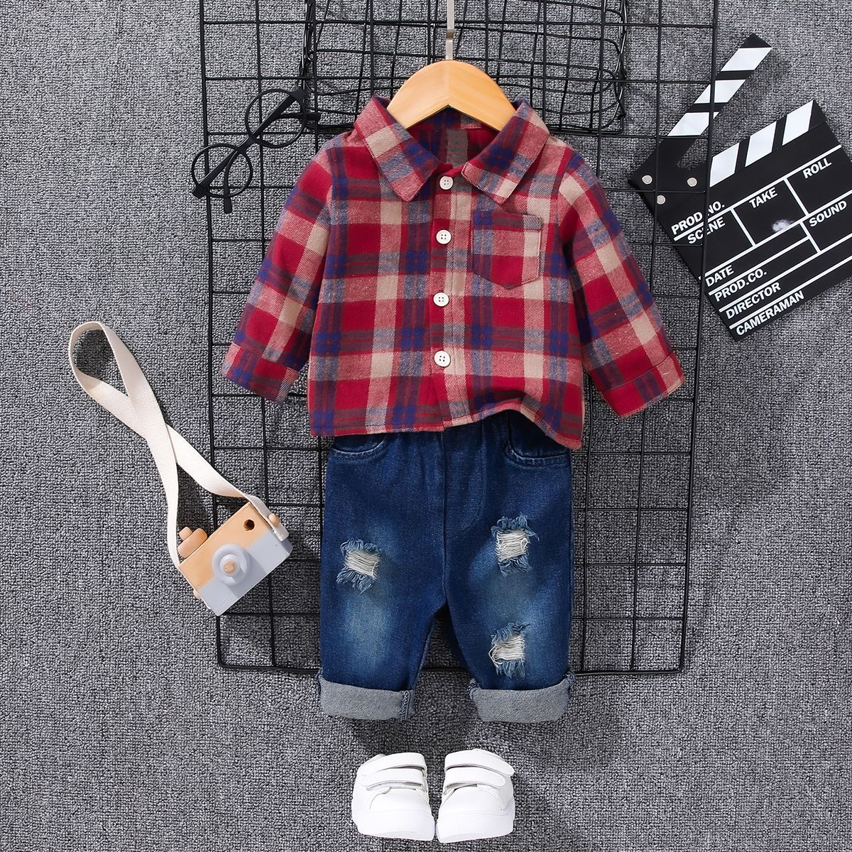 Children's casual shirt and denim suit