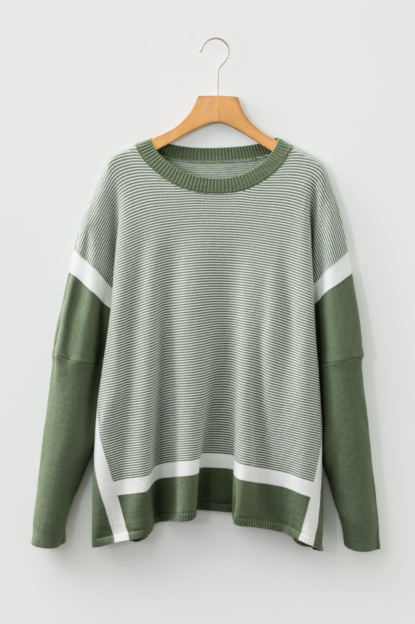 Stripe Colorblock Patchwork Dolman Sleeve Sweater