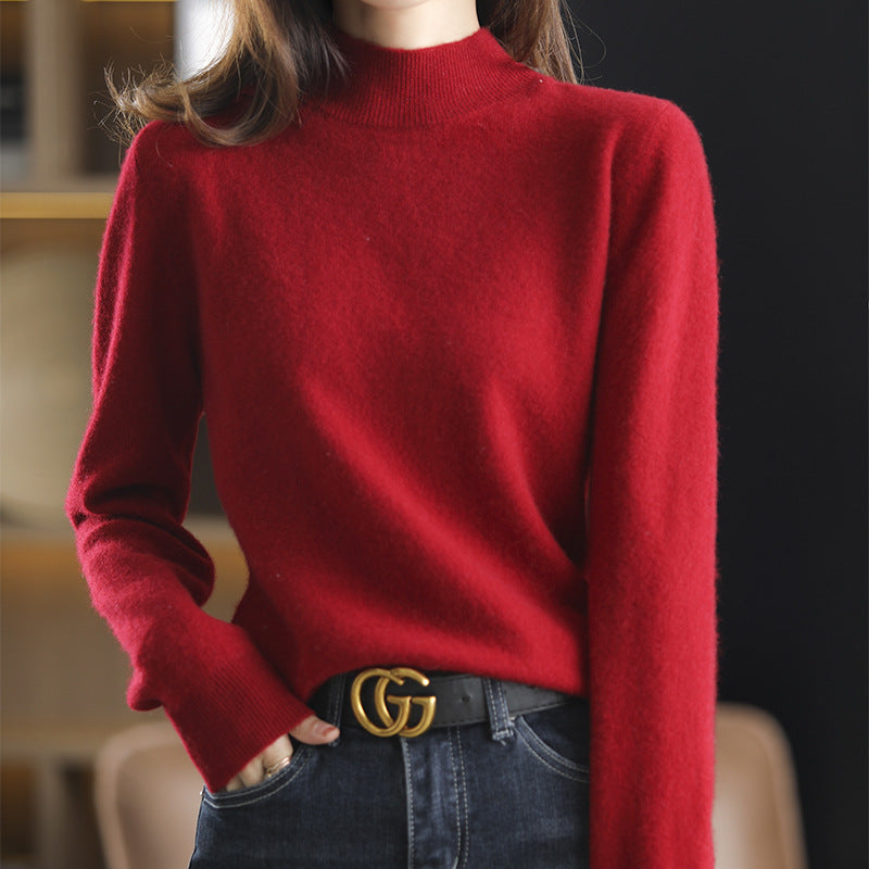 Half-neck knitted sweater, loose-fitting top