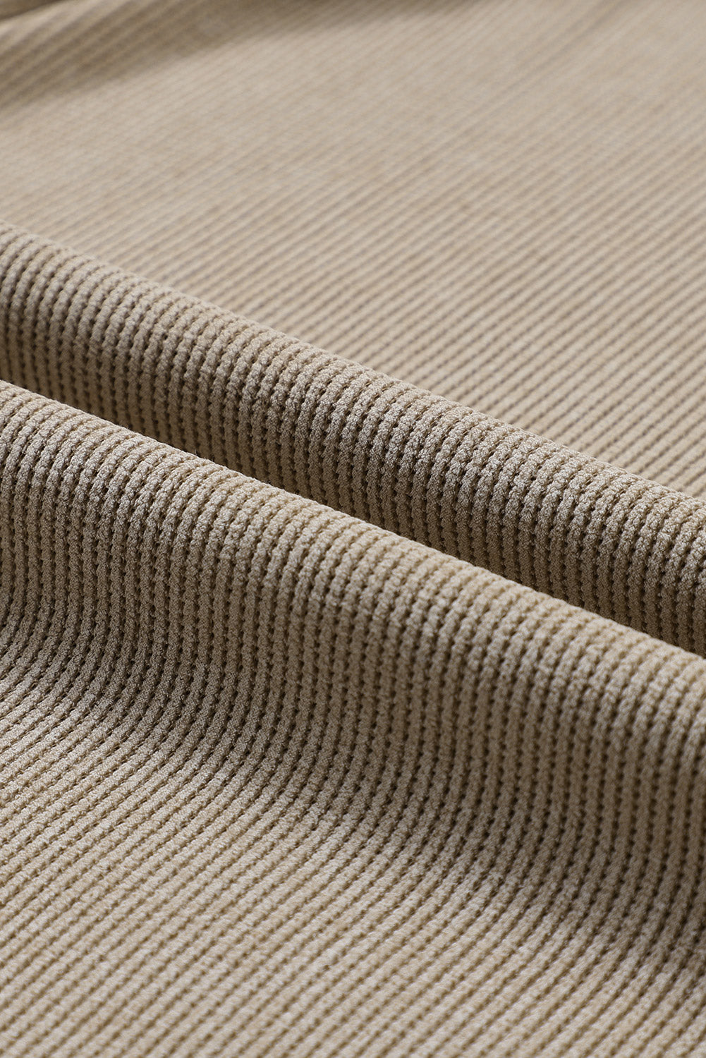 Solid Ribbed Knit Round Neck Pullover Sweatshirt