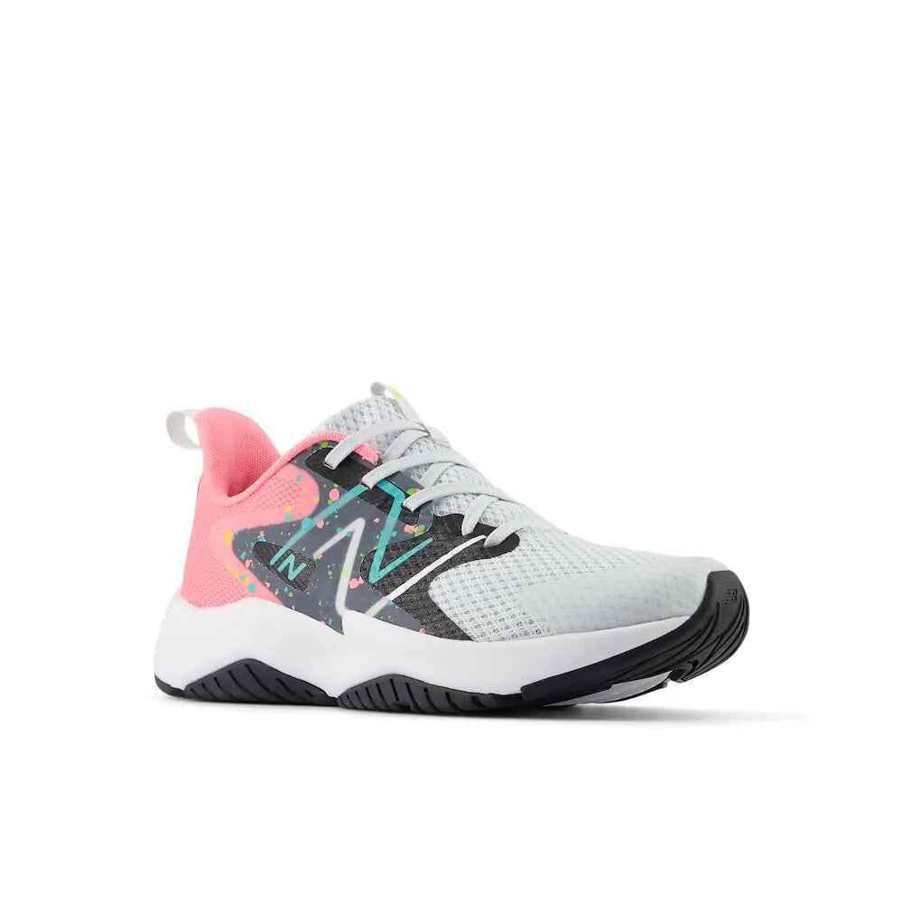 New Balance unisex-child Rave Run V2 Lace-up 12 Little Kid Quartz Grey/Ultra Pink/Cyber Jade - # GIAA71710004