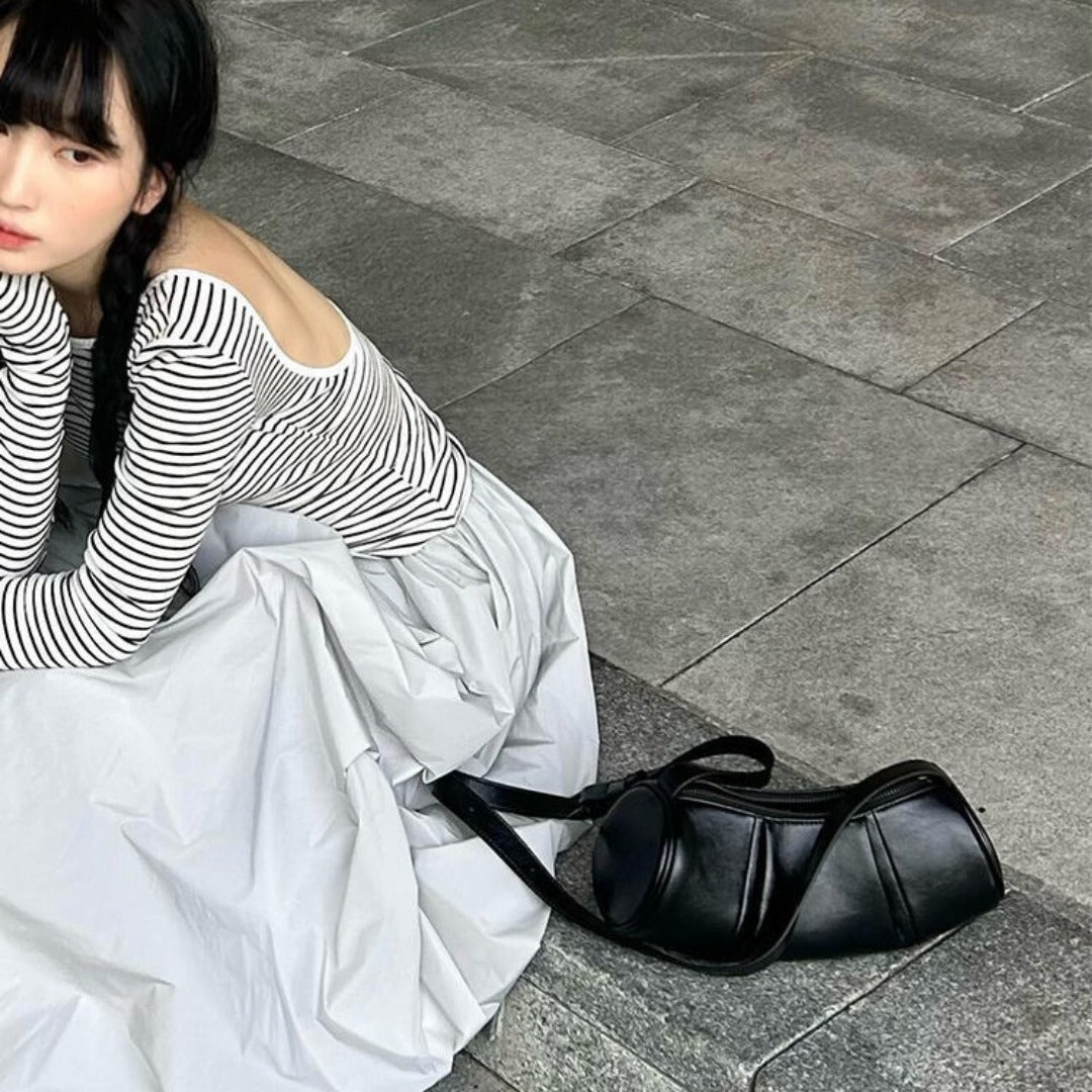 Elegant Folded Cylinder Bag - Stylish Small Pillow Bag & Casual Crossbody Bag for Women | Fashion Retro Design hobo