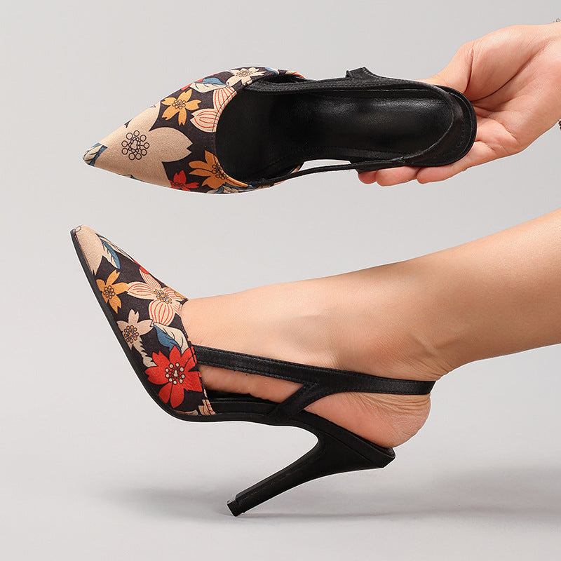 Women's printed pattern high-heeled shoes